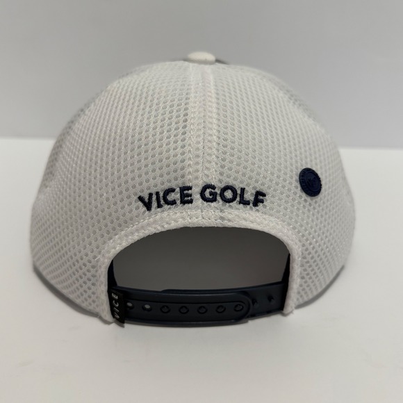 Vice Golf Flat Brim Trucker Hat White Mesh Brown Logo Squad - Picture 4 of 8